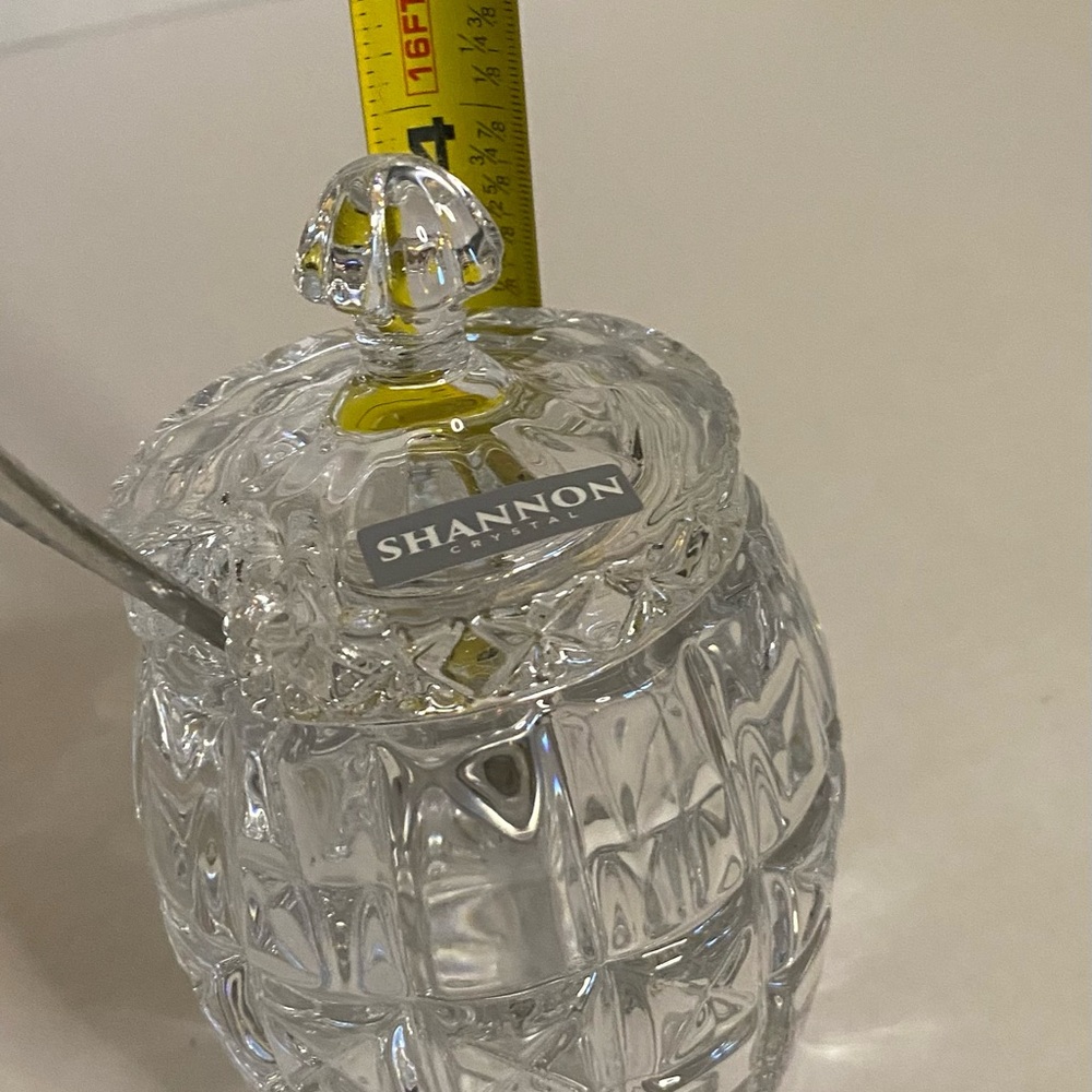 Shannon Crystal Jam / Honey / Mustard Bowl with Spoon - Clear. Perfect - Picture 3 of 3